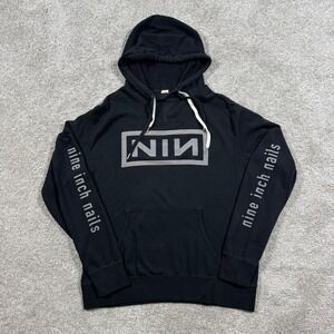 Nine Inch Nails NIN Logo Black Graphic Pullover Hoodie Mens XL Band Merch